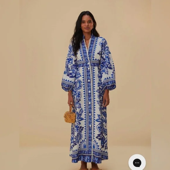 FARM Rio Off-White Flora Tapestry Lenzing™ Ecovero™ Euroflax™ Maxi Dress Size MF - Picture 1 of 4